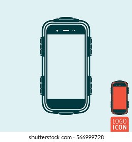 Protected smartphone icon. Mobile or cell phone with protective case. Vector illustration