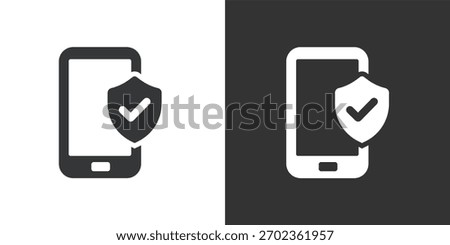 Protected Smartphone icon. Solid glyph series icon