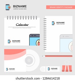 Protected smartphone  Logo, Calendar Template, CD Cover, Diary and USB Brand Stationary Package Design Vector Template