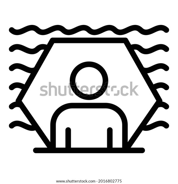 Protected sound man\
icon. Outline protected sound man vector icon for web design\
isolated on white\
background