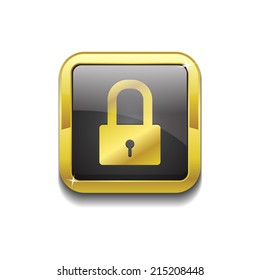 Protected Square Golden Black Vector Web Button Icon