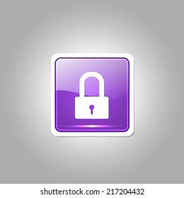 Protected Square Purple Vector Web Button Icon