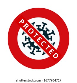 Protected Stop Virus vector sign label illustration