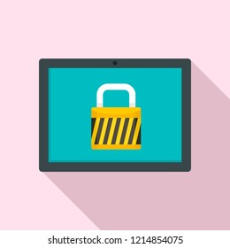 Protected tablet icon. Flat illustration of protected tablet vector icon for web design