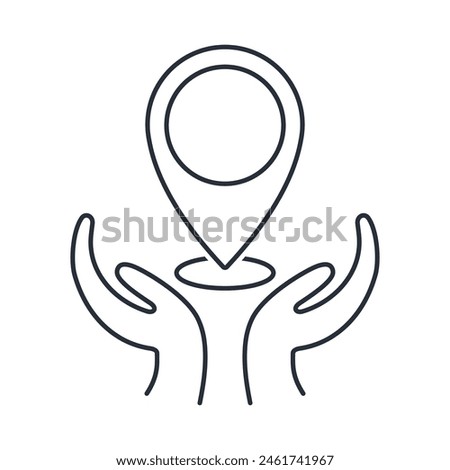 Protected territory, zone. Save the place.Vector linear icon isolated on white background.