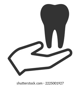 Protected tooth - icon, illustration on white background, glyph style