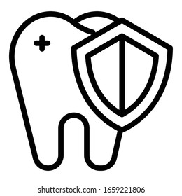 Protected tooth icon. Outline protected tooth vector icon for web design isolated on white background