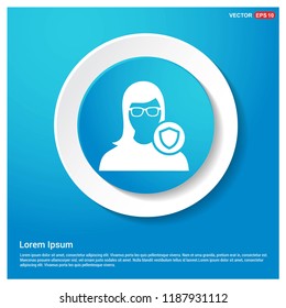 Protected user icon Abstract Blue Web Sticker Button - Free vector icon