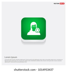 Protected user icon Green Web Button