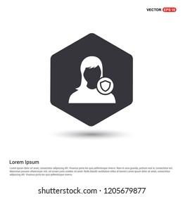 Protected user icon Hexa White Background icon template - Free vector icon