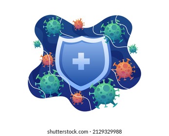 Protected from viruses and diseases illustration. Fight Virus with Good and healthy immunity. Can be use for Banner, Poster, Flyer, Animation, Presentation, Web, Apps, Etc