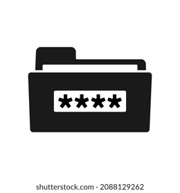 Protected web folder with pin code vector flat design icon