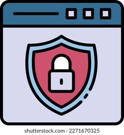 Protected Web Page with Padlock and Shield stock illustration, Transport Layer Security Vector Icon Design, Cloud Hosting and Web service Symbol, Secure Browsing Sign, Secure Sockets Layer Concept