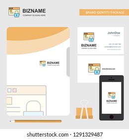 Protected website  Business Logo, File Cover Visiting Card and Mobile App Design. Vector Illustration