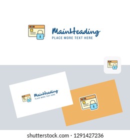 Protected website  vector logotype with business card template. Elegant corporate identity. - Vector