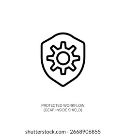 Protected Workflow Gear Inside Shield Icon