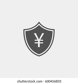 Protected yen, shield icon