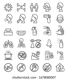 Protecting against virus icons vector illustrations.