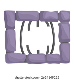 Protecting ancient ruins, a stone gate with a metallic frame stands as a timeless barrier