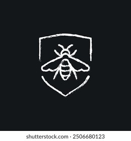 Protecting bees chalk icon. Vector isolated black illustration.