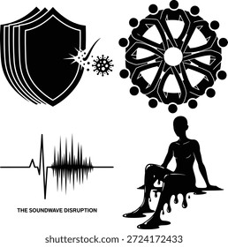 Protecting communities from disruption: a visual representation of modern challenges and unity isolated on white background, Vector