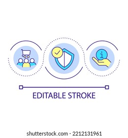 Protecting consumer rights loop concept icon. Safeguarding buyers. Customers protection abstract idea thin line illustration. Isolated outline drawing. Editable stroke. Arial font used