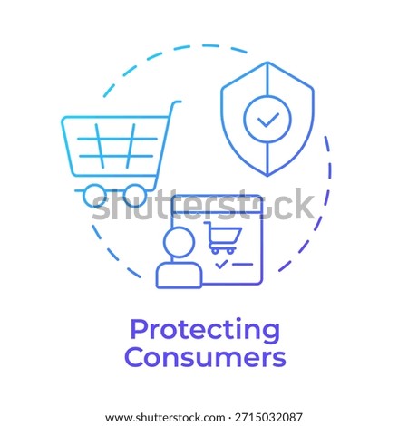 Protecting consumers blue gradient concept icon. Customer rights. Online purchase. Business security. Round shape line illustration. Abstract idea. Graphic design. Easy to use article, brochure