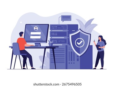 Protegendo dados e informações digitais com servidores seguros e especialistas em segurança cibernética prontos para ajudar