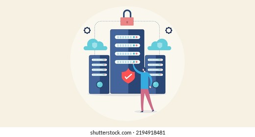 Protecting Digital Data Through Security System To Prevent Unauthorized Access, Data Theft, Data Breach - Flat Design Vector Illustration Background