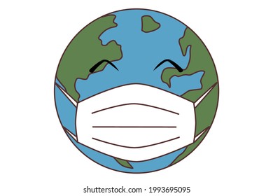 Protecting the Earth coronavirus epidemic COVID -19. Planet in a medical mask.