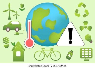 Proteger la tierra del calentamiento global, cuidar el medio ambiente. Fuentes de energía renovable para la ecología y la protección del medio ambiente.