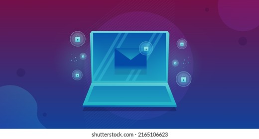 Protección del correo electrónico contra el acceso no autorizado, Seguridad del correo electrónico para la cuenta de correo electrónico, contenido, mensajes -fondo de ilustración vectorial conceptual