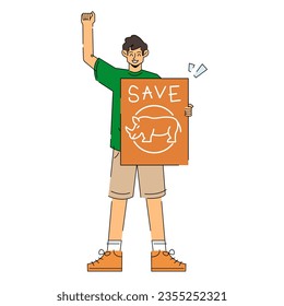 Protecting Endangered Species Character Illustration