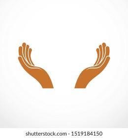 Protecting Hands of care, tender and defending human hands vector design, with a copy space inside for your element or text.