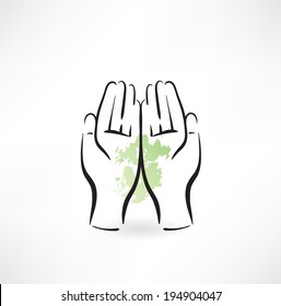 PROTECTING hands ecology icon