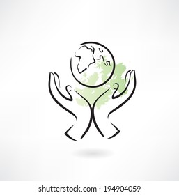 PROTECTING hands ecology icon
