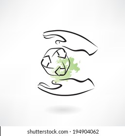 PROTECTING hands ecology icon