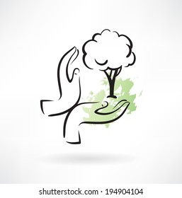 PROTECTING hands ecology icon