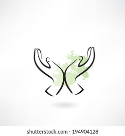 PROTECTING hands ecology icon
