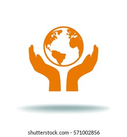 PROTECTING hands ecology icon