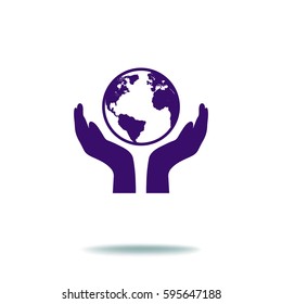 PROTECTING hands ecology icon