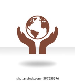 PROTECTING hands ecology icon