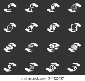Protecting hands glossy web icon set