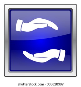 Protecting hands icon. Internet button on white background. EPS10 vector.
