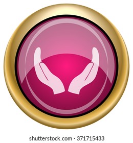 Protecting hands icon. Internet button on white background. EPS10 vector.