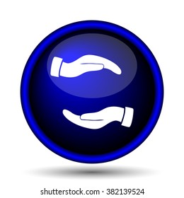 Protecting hands icon. Internet button on white background. EPS10 vector