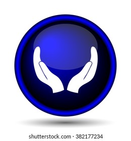 Protecting hands icon. Internet button on white background. EPS10 vector
