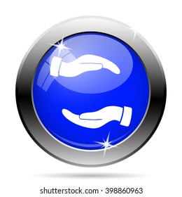 Protecting hands icon. Internet button on white background. EPS10 vector

