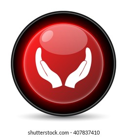 Protecting hands icon. Internet button on white background. EPS10 vector
