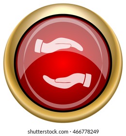 Protecting hands icon. Internet button on white background. EPS10 vector.
